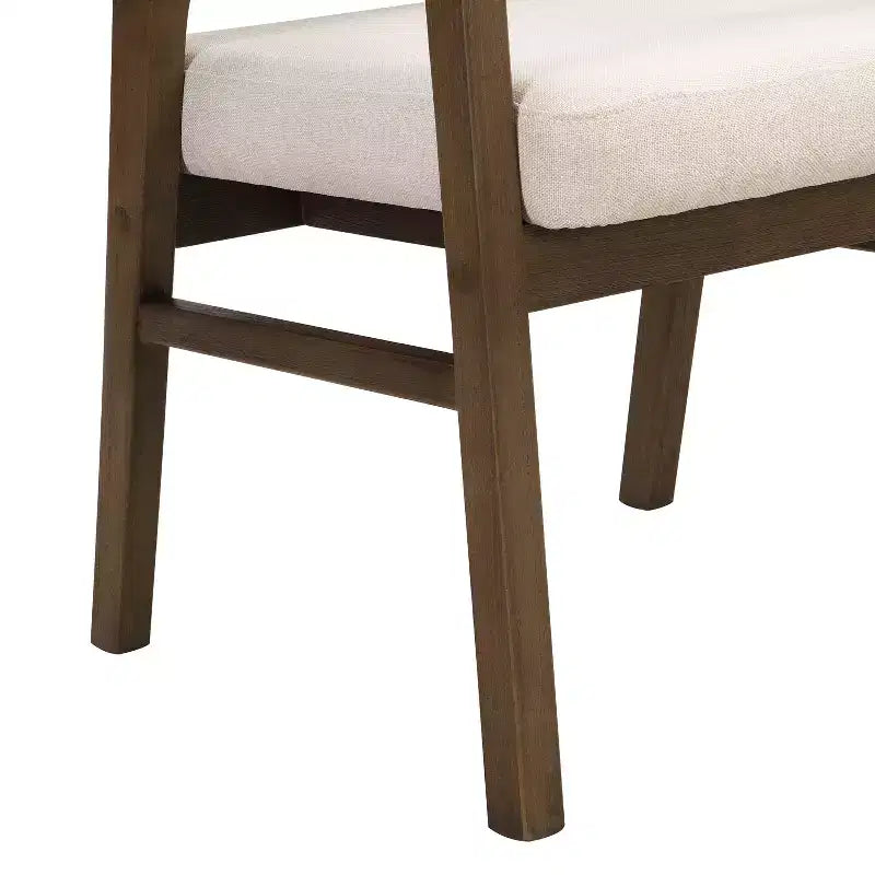 Chaise de salle à manger capitonnée en bois d'hévéa avec dossier incurvé en rotin