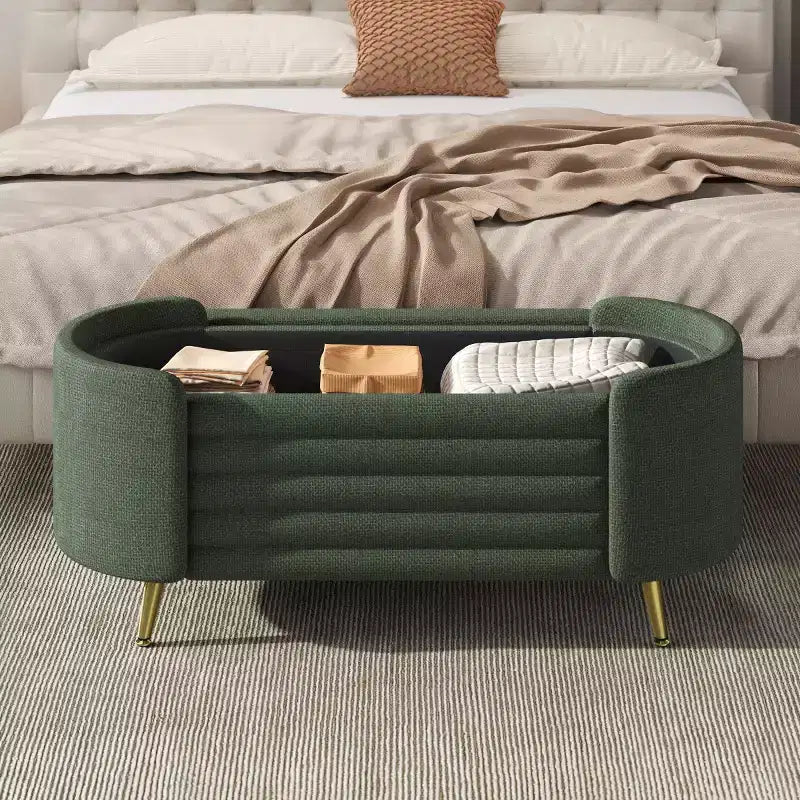 Banc de rangement au pied du lit, banc de rangement d'entrée ovale