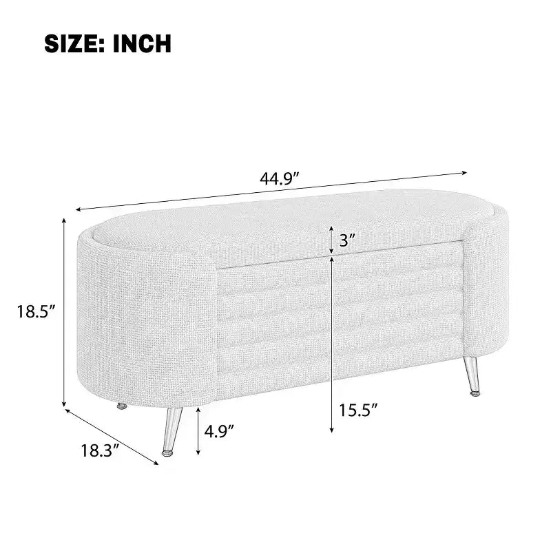Banc de rangement au pied du lit, banc de rangement d'entrée ovale