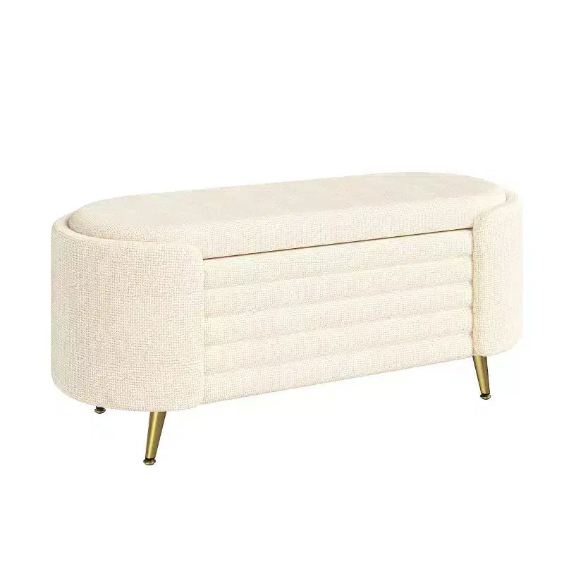 Banc de rangement au pied du lit, banc de rangement d'entrée ovale