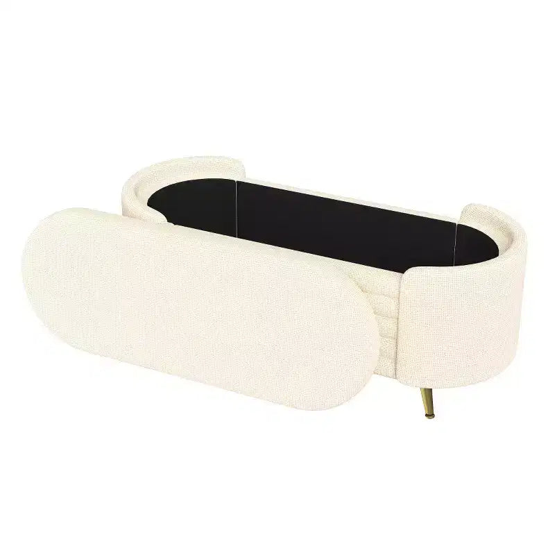 Banc de rangement au pied du lit, banc de rangement d'entrée ovale