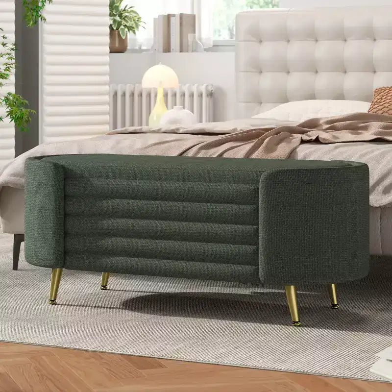 Banc de rangement au pied du lit, banc de rangement d'entrée ovale