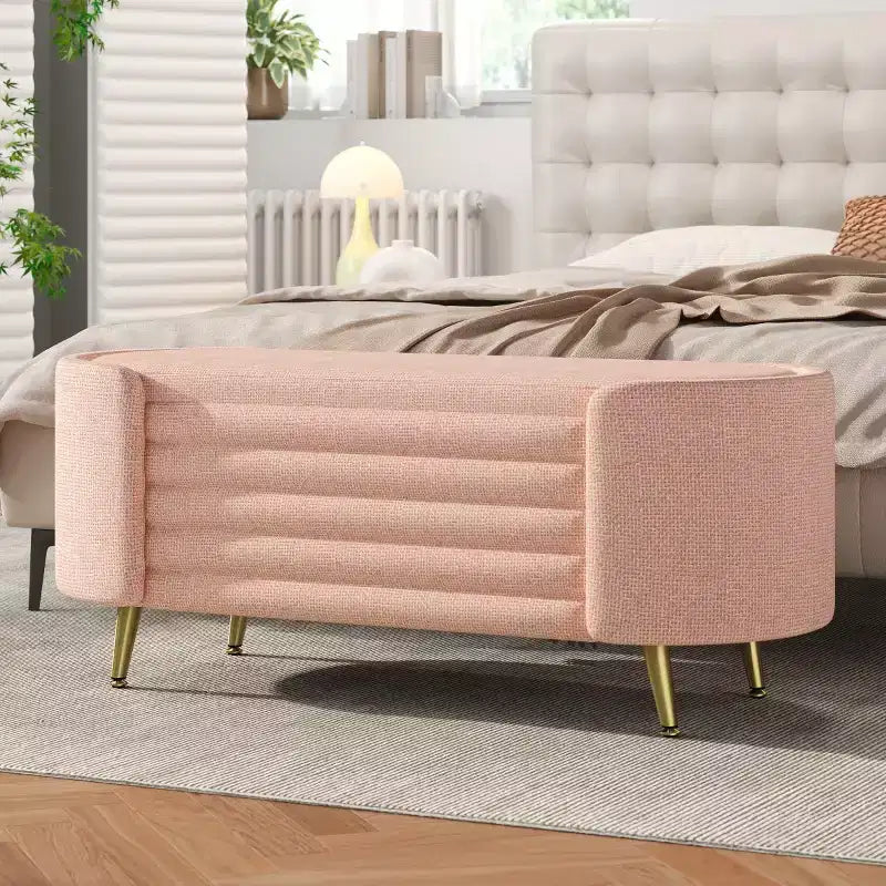 Banc de rangement au pied du lit, banc de rangement d'entrée ovale