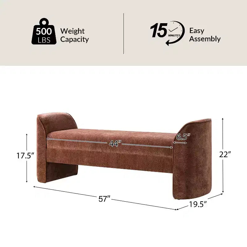 Banc moderne avec tissu chenille