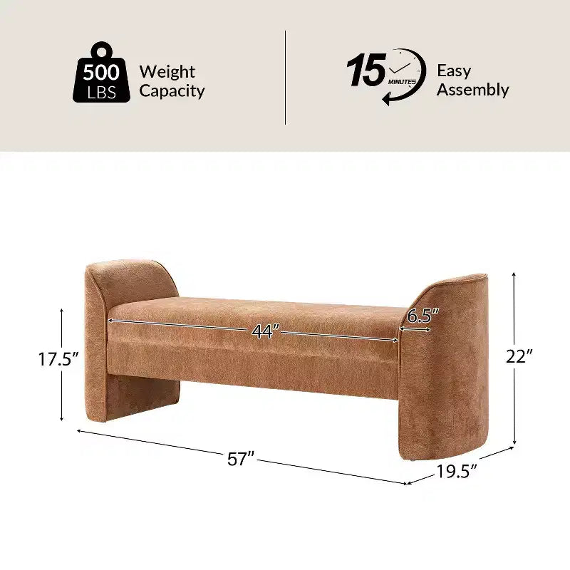 Banc moderne avec tissu chenille