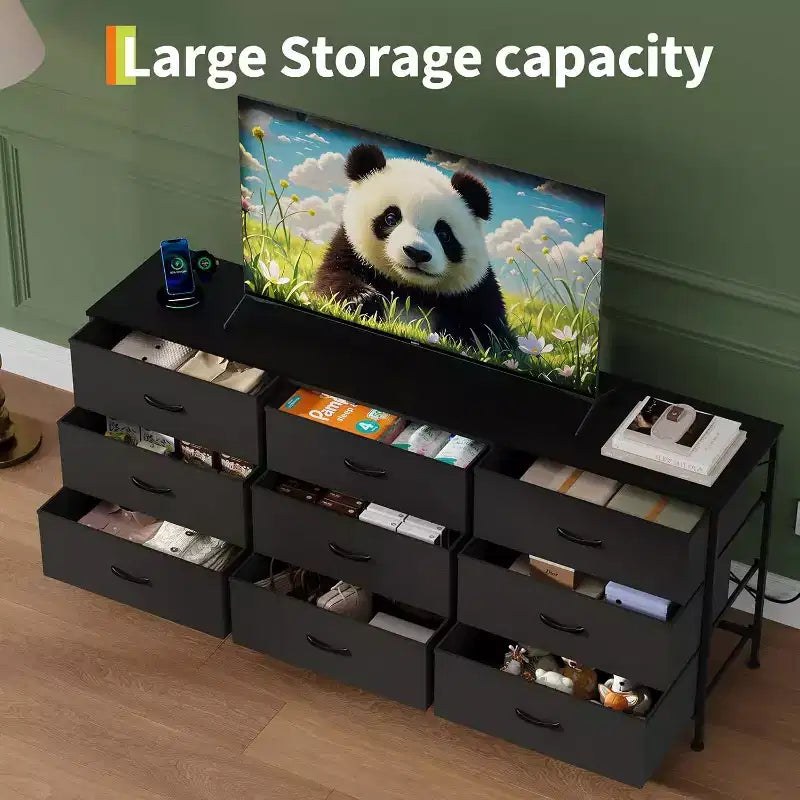 Meuble TV, Meuble de rangement console média à cadre métallique