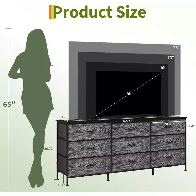 Meuble TV, Meuble de rangement console média à cadre métallique
