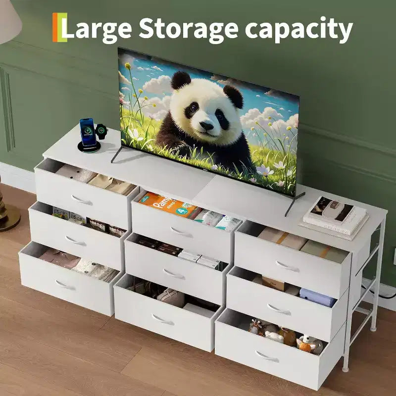 Meuble TV, Meuble de rangement console média à cadre métallique