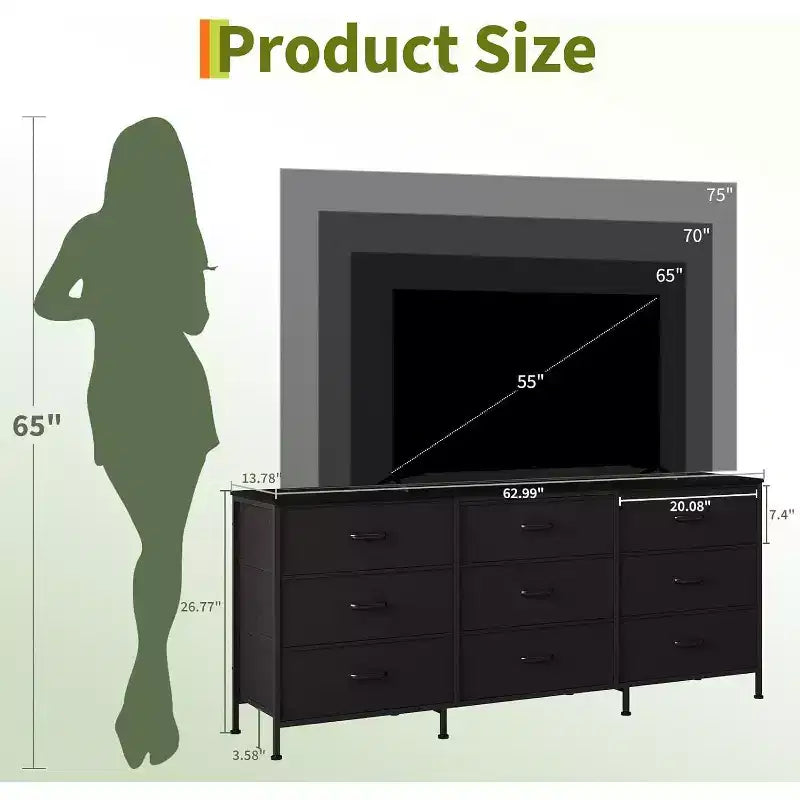 Meuble TV, Meuble de rangement console média à cadre métallique