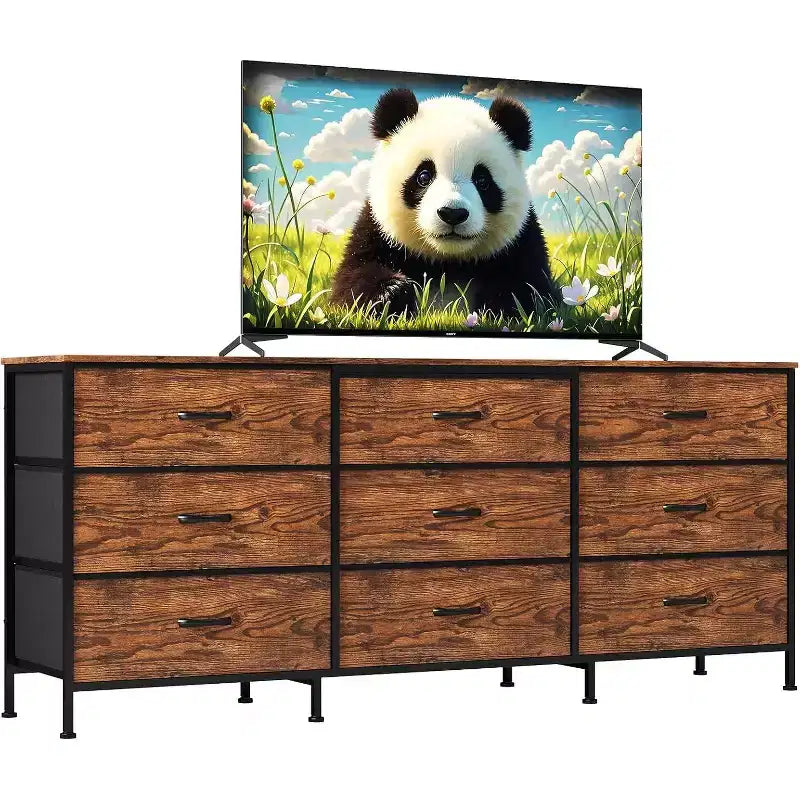 Meuble TV, Meuble de rangement console média à cadre métallique