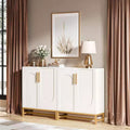 Lantine Modern White Sideboard Buffet Cabinet with 4 Doors and Adjustable Shelves