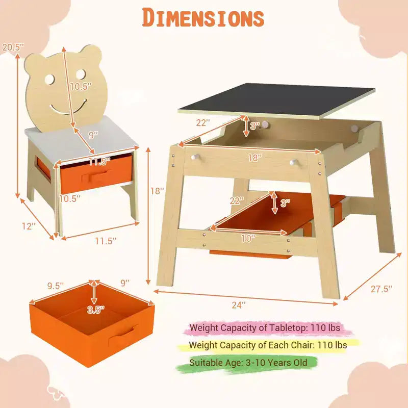 Bureau et chaise 5-en-1 pour enfants