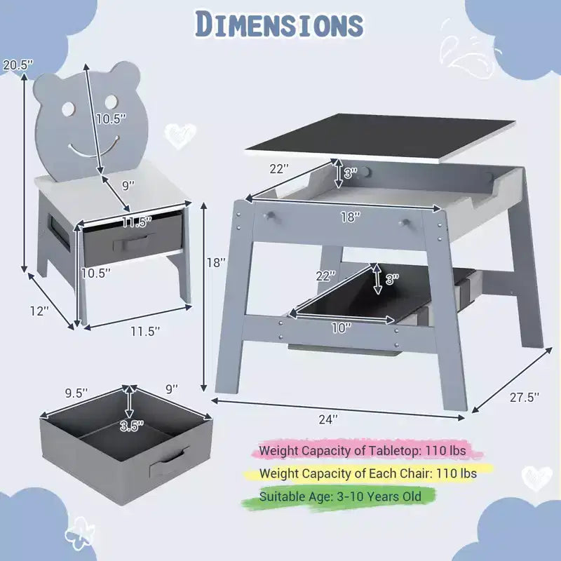 Bureau et chaise 5-en-1 pour enfants
