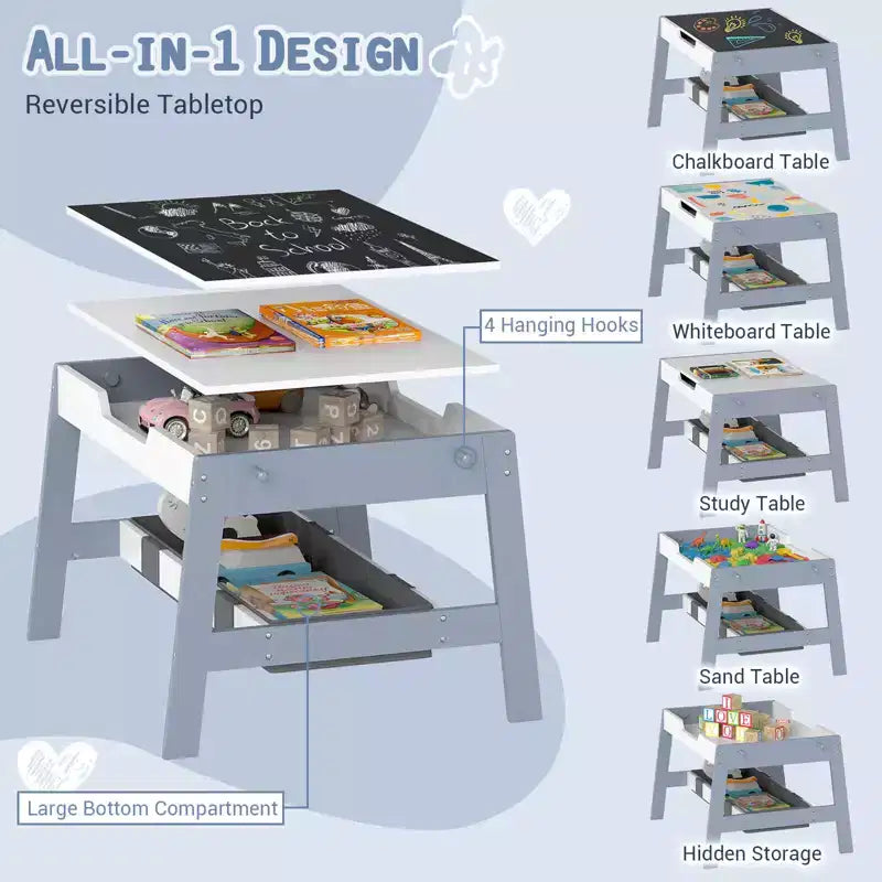 Bureau et chaise 5-en-1 pour enfants