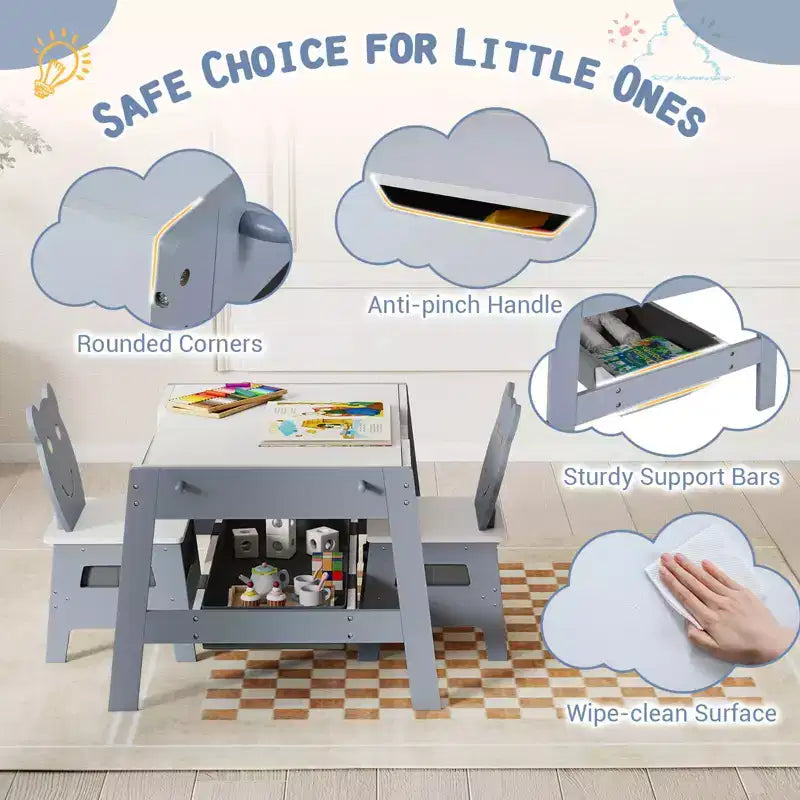 Bureau et chaise 5-en-1 pour enfants