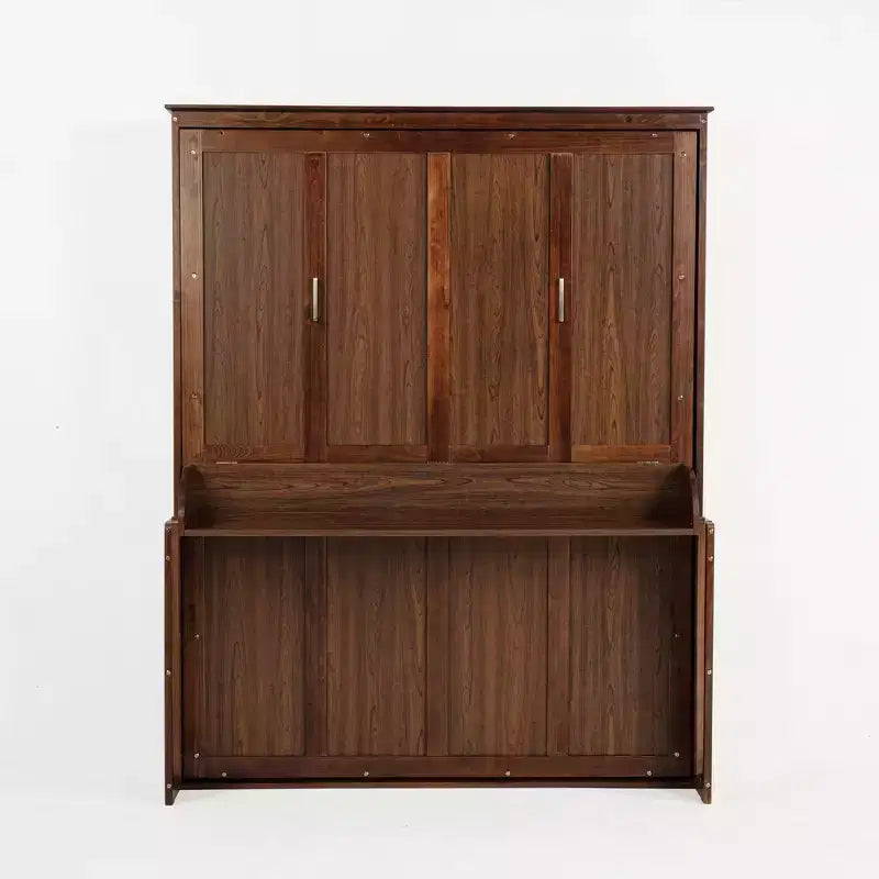 Lit escamotable en bois Wood Murphy, armoire lit mural dissimulée avec vérins à gaz (améliorés) - Noyer