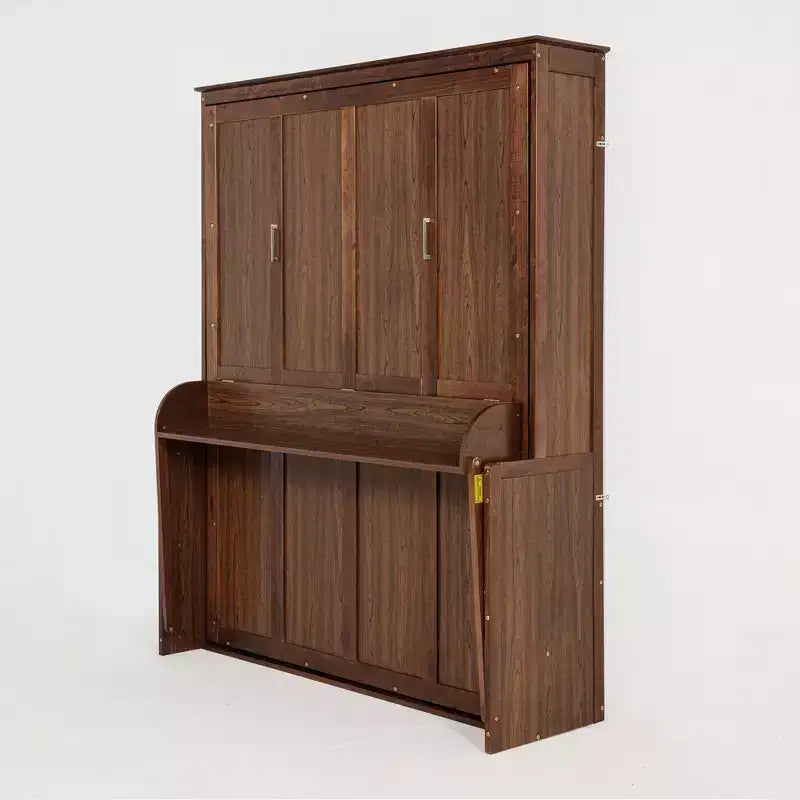 Lit escamotable en bois Wood Murphy, armoire lit mural dissimulée avec vérins à gaz (améliorés) - Noyer