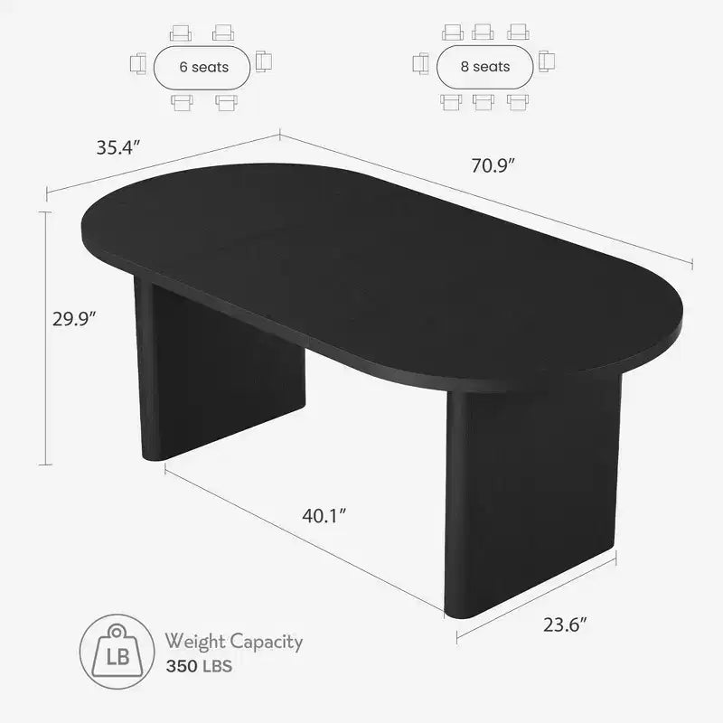 Cette longue table de salle à manger de style ferme est dotée d'une base en bois robuste et convient aux salles à manger, aux cuisines, aux salons et aux bureaux.