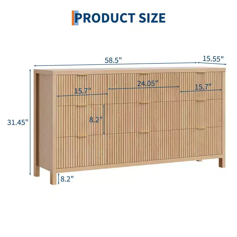 Armoire en bois à neuf tiroirs pour chambre à coucher pour ranger et organiser les vêtements