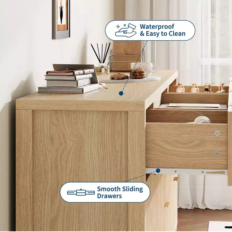 Armoire en bois à neuf tiroirs pour chambre à coucher pour ranger et organiser les vêtements