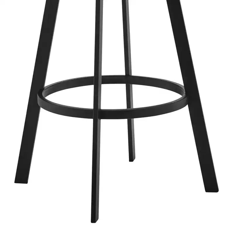 Chaise de bar pivotante en similicuir gris et noir et fer, hauteur comptoir, dossier bas