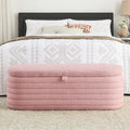 Teddy Fabric Upholstered Storage Bench End of Bed Stool with Safety Hinge
