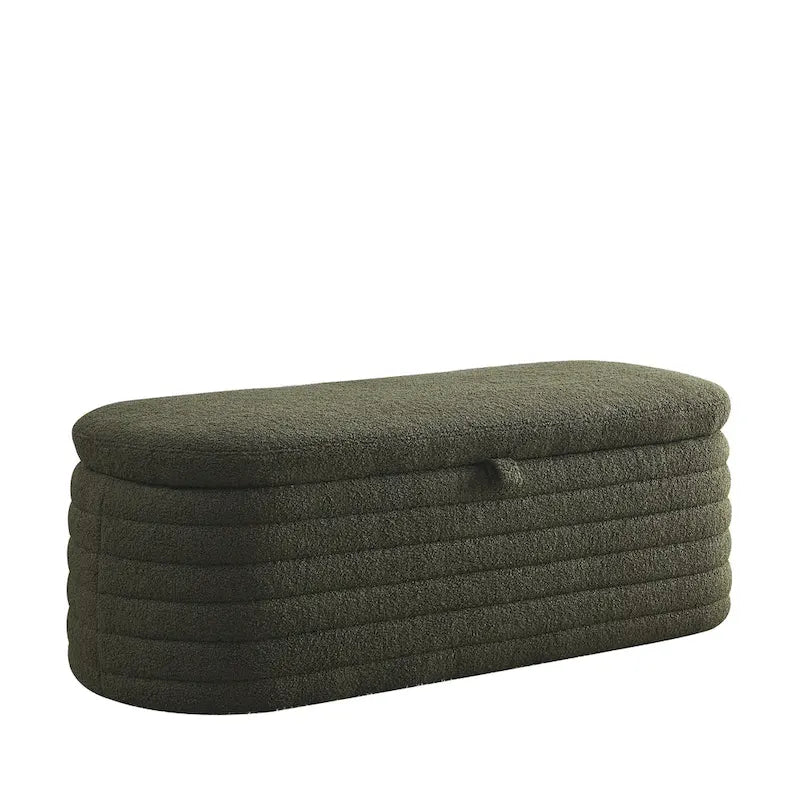 Teddy Fabric Upholstered Storage Bench End of Bed Stool with Safety Hinge