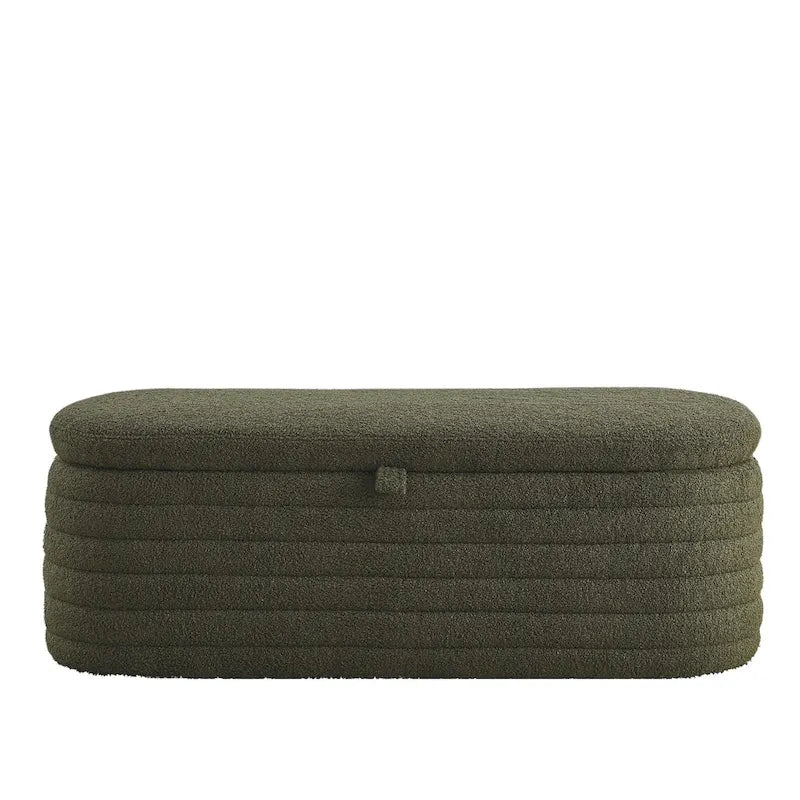 Teddy Fabric Upholstered Storage Bench End of Bed Stool with Safety Hinge