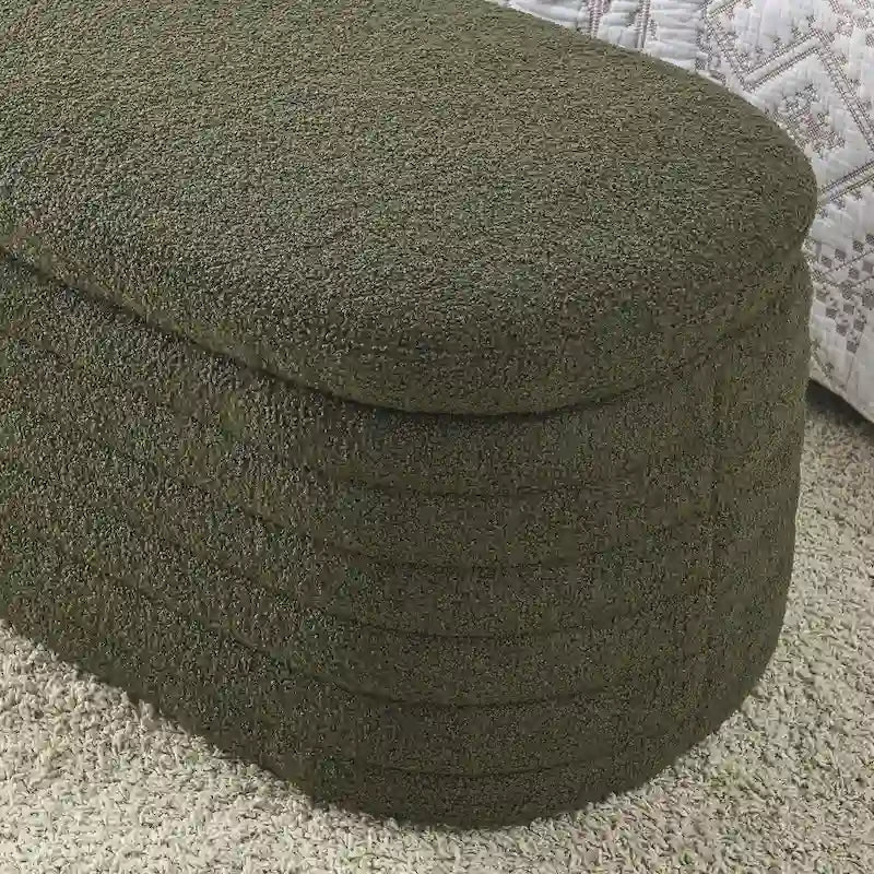 Teddy Fabric Upholstered Storage Bench End of Bed Stool with Safety Hinge