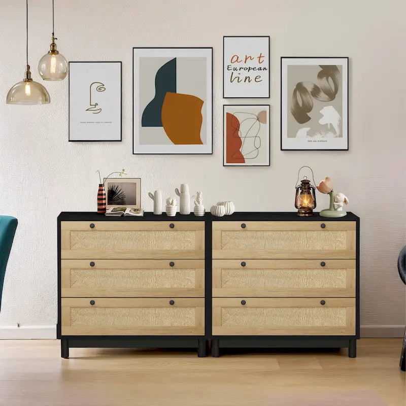 Brooklyn Woven 3-Drawer Storage Cabinet Set(set of 2)