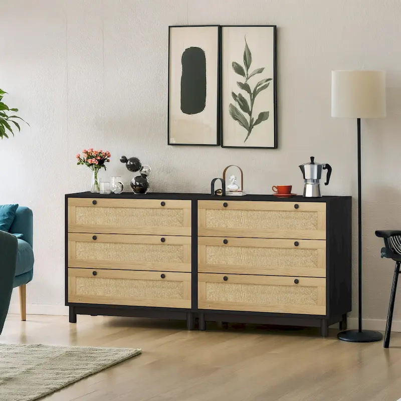 Brooklyn Woven 3-Drawer Storage Cabinet Set(set of 2)