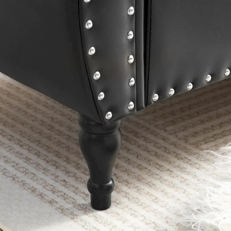 63 PU Upholstered End of Bed Bench with Flip Top Storage and Nailhead Trim