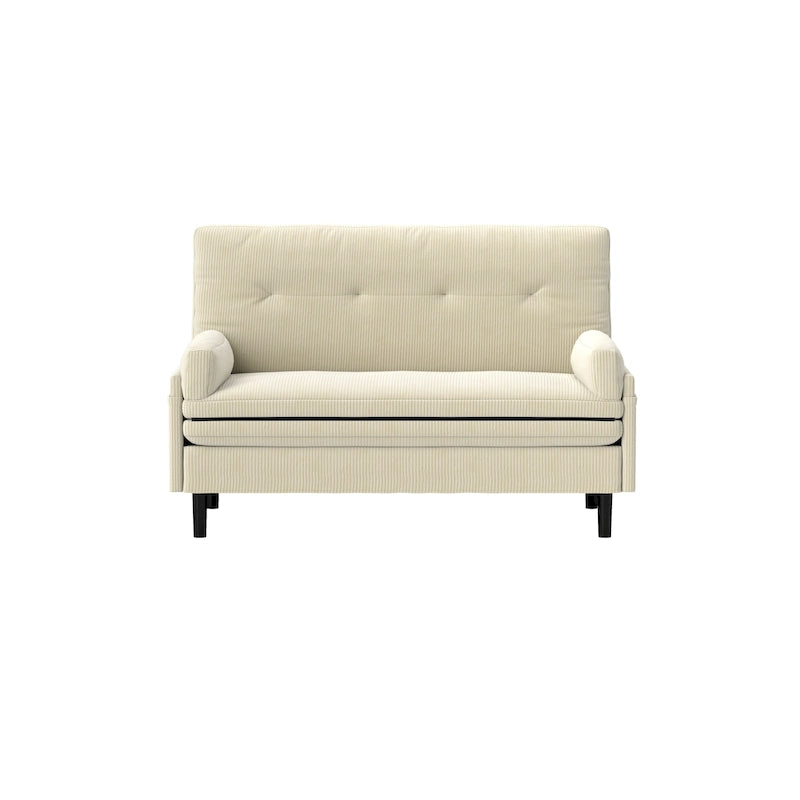 Ivory 55.11 Multi-Functional Corduroy Loveseat, Convertible Lounge Chair, Bed