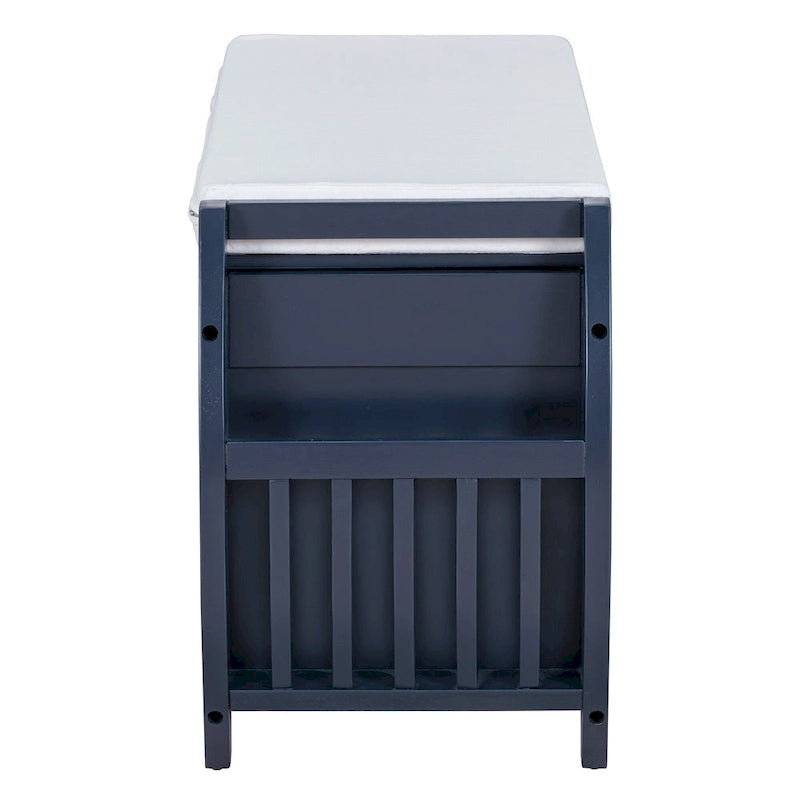 Retro Multifunctional Storage Bench with Cushion and Curved Side Panel for Entrance and Living room