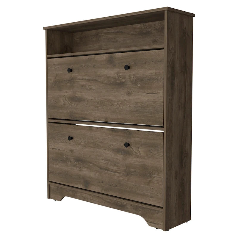 Shoe Rack , One Open Shelf, Two Extendable Cabinets