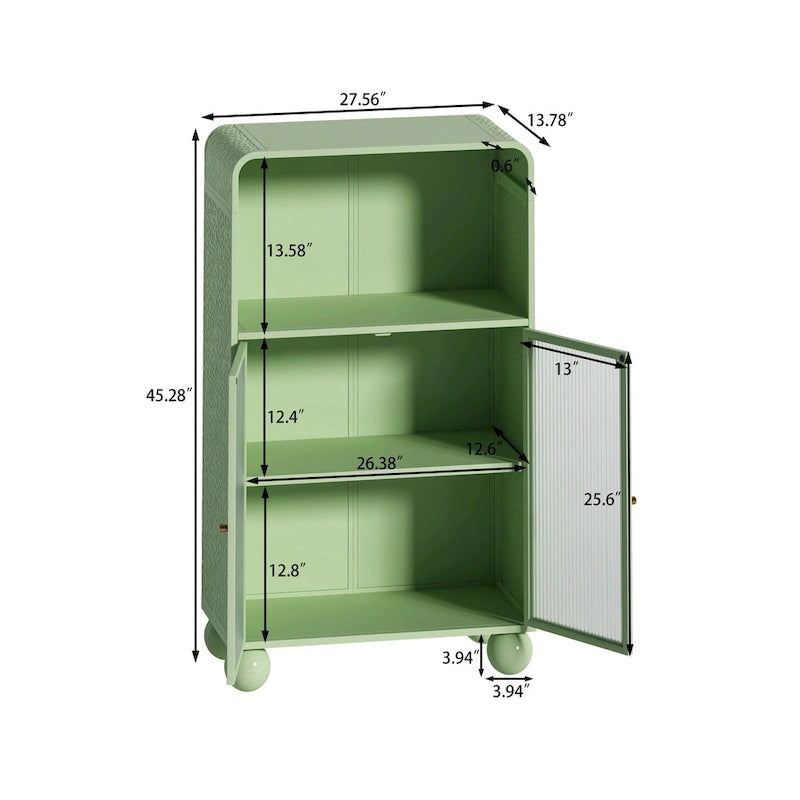 45.28 H Storage Cabinet, Floor Cabinet with Glass Door and Shelves, Freestanding Display Storage Cabinet