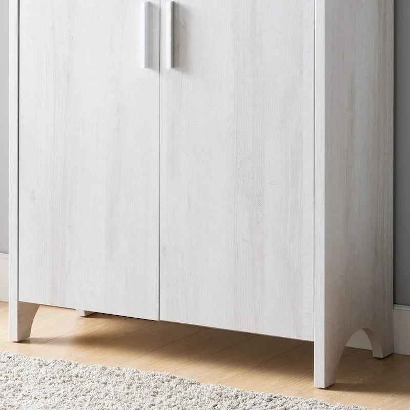 Wooden Two Door Shoe Cabinet with Four Interior Shelves fits 10 Pairs of Shoes for Living Room, Entryway, Bedroom