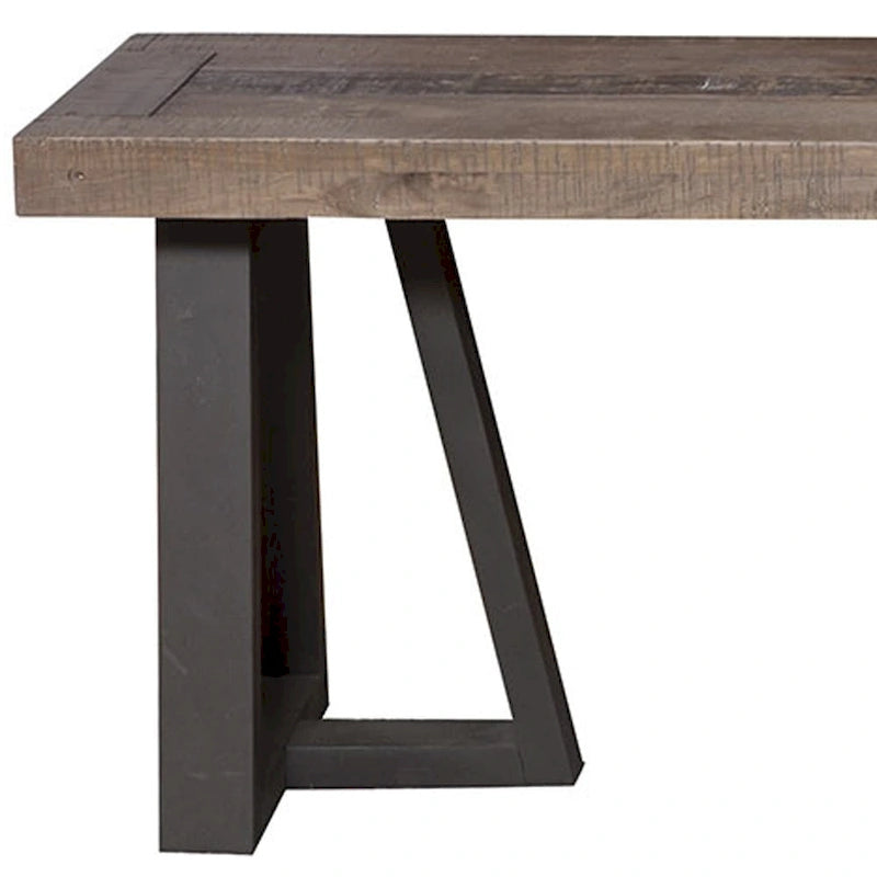 HomeRoots 75 Natural and Black Distressed Solid Wood Dining Bench - 75