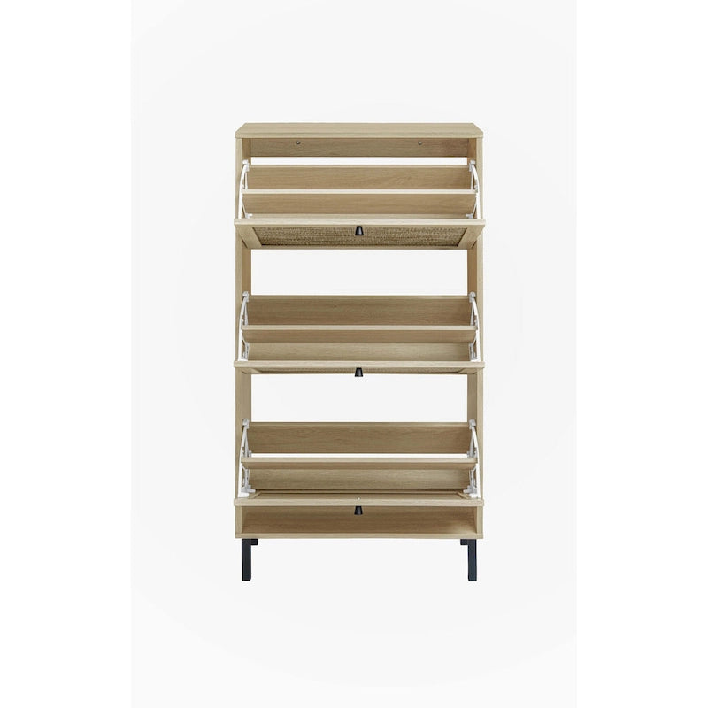 Rattan 3 Door Shoe Rack