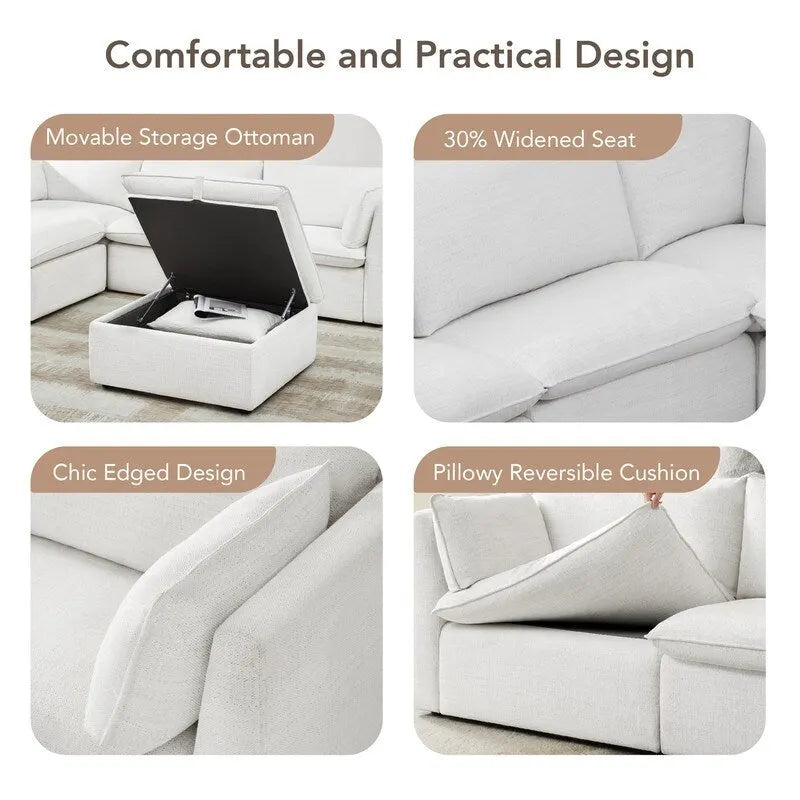Cypress U-shape Sectional Couches Modular Sofa with Ottoman