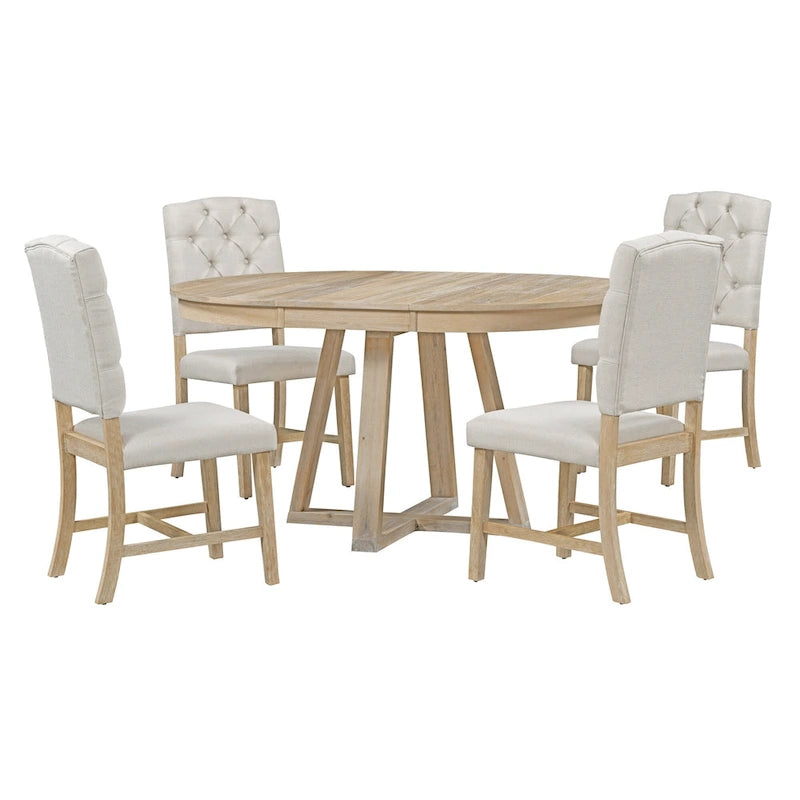 Multi-Function Dining Table and Chair Sets Farmhouse Kitchen Dining Table Sets with Removable Folding Plates Cross-Shaped Legs