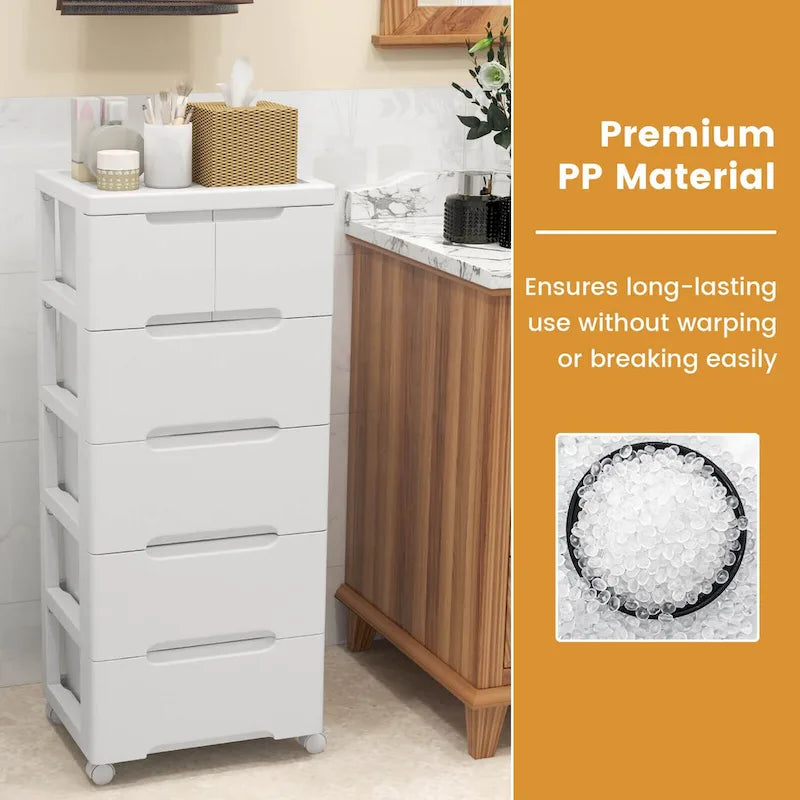 Costway 2 PCS 6-Drawer Plastic Rolling Storage Cart with 4 Universal - See Details