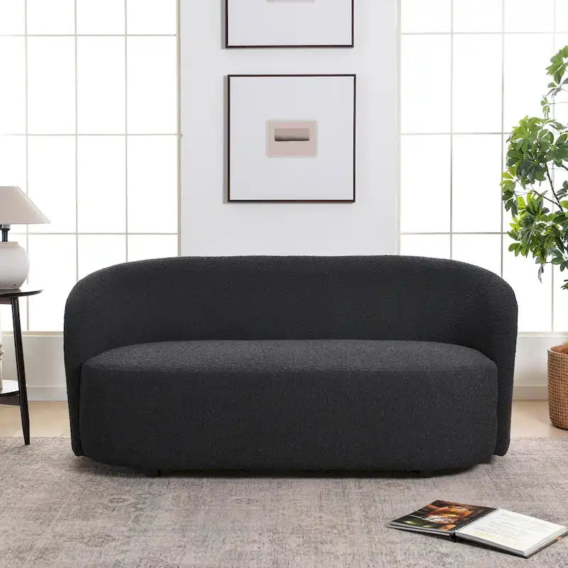 KINWELL Sherpa Upholstered Loveseat Boucle Sofa Couch, 68W