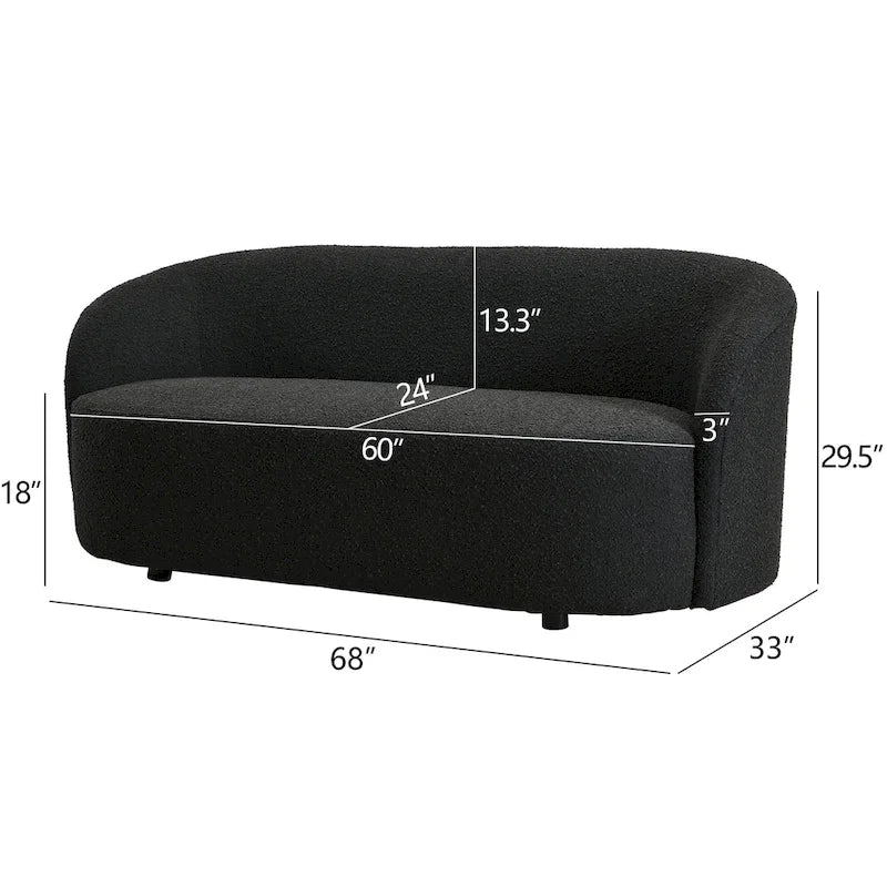 KINWELL Sherpa Upholstered Loveseat Boucle Sofa Couch, 68W
