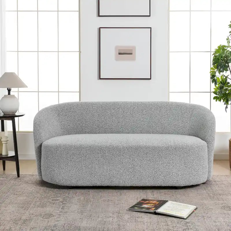 KINWELL Sherpa Upholstered Loveseat Boucle Sofa Couch, 68W
