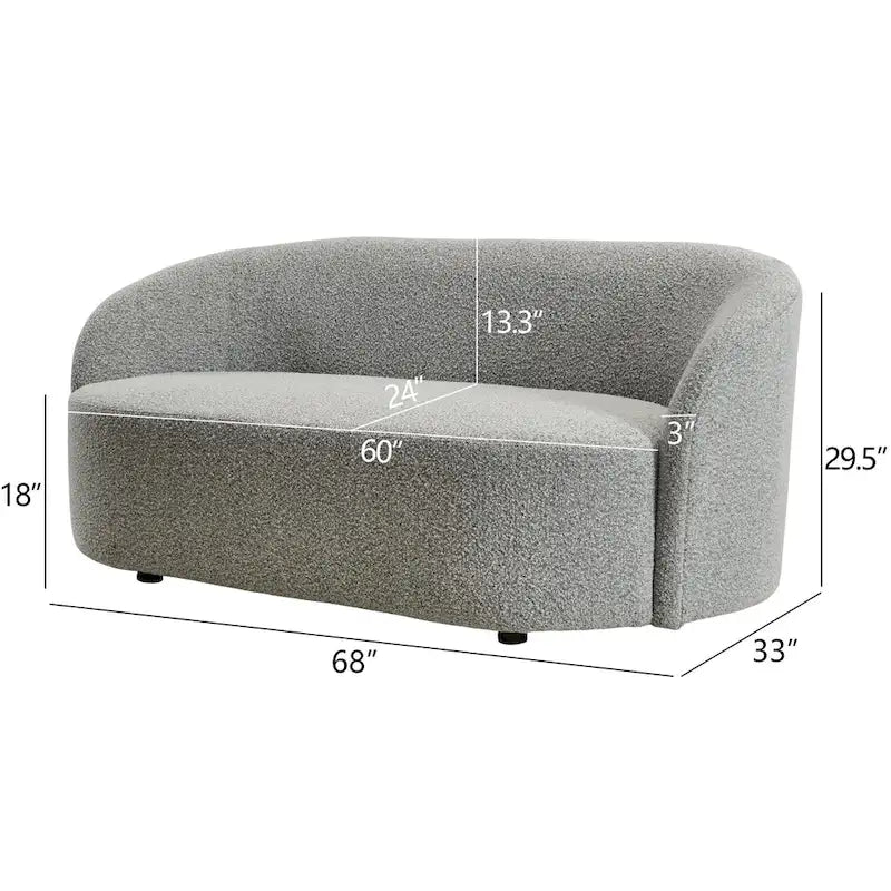 KINWELL Sherpa Upholstered Loveseat Boucle Sofa Couch, 68W