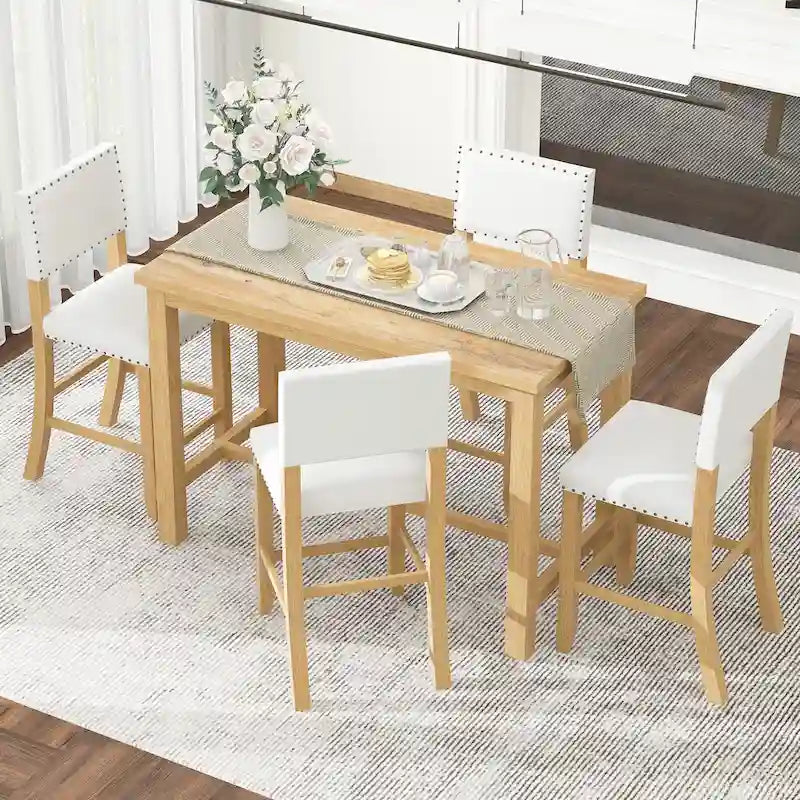 5-Piece Counter Height Dining Table with 4 Chairs