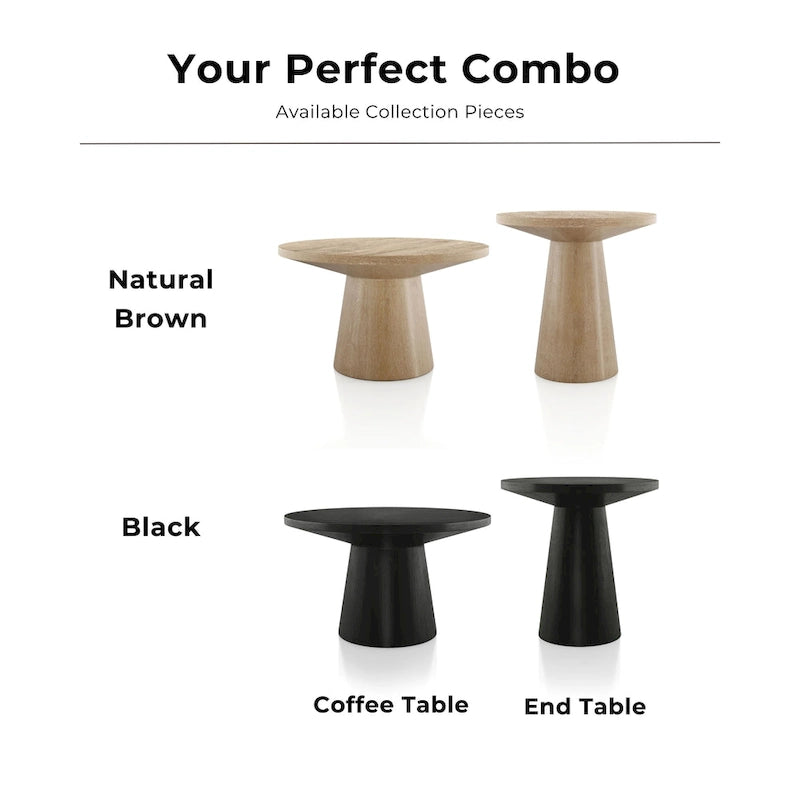 Furniture of America Vitten Modern Round Solid Wood Pedestal End Table