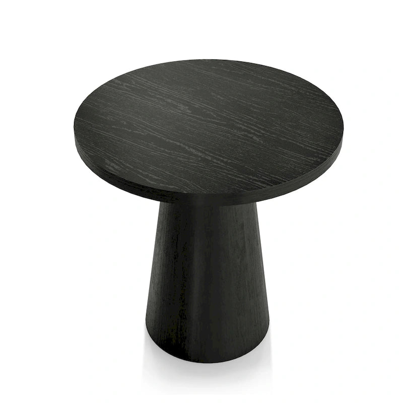 Furniture of America Vitten Modern Round Solid Wood Pedestal End Table