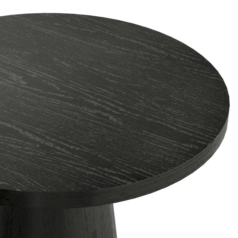 Furniture of America Vitten Modern Round Solid Wood Pedestal End Table